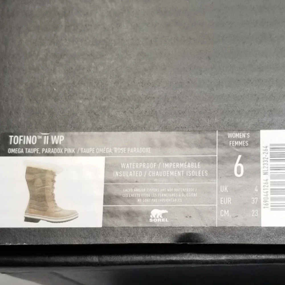 Sorel Women's Tofino II Waterproof Cozy Boots Size 6 Omega Taupe/ Pink NWT